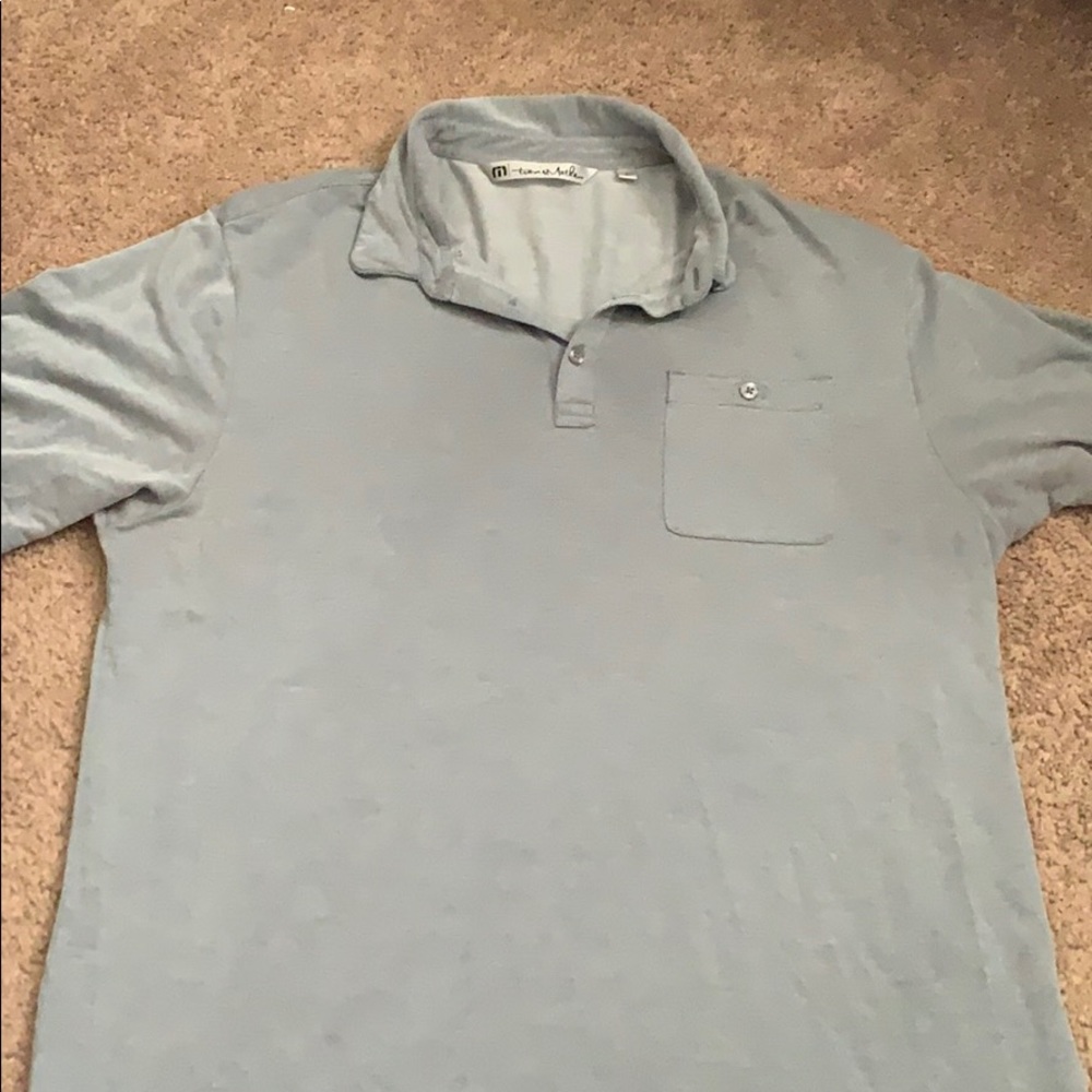 Gray Travis Mathew polo with front pocket